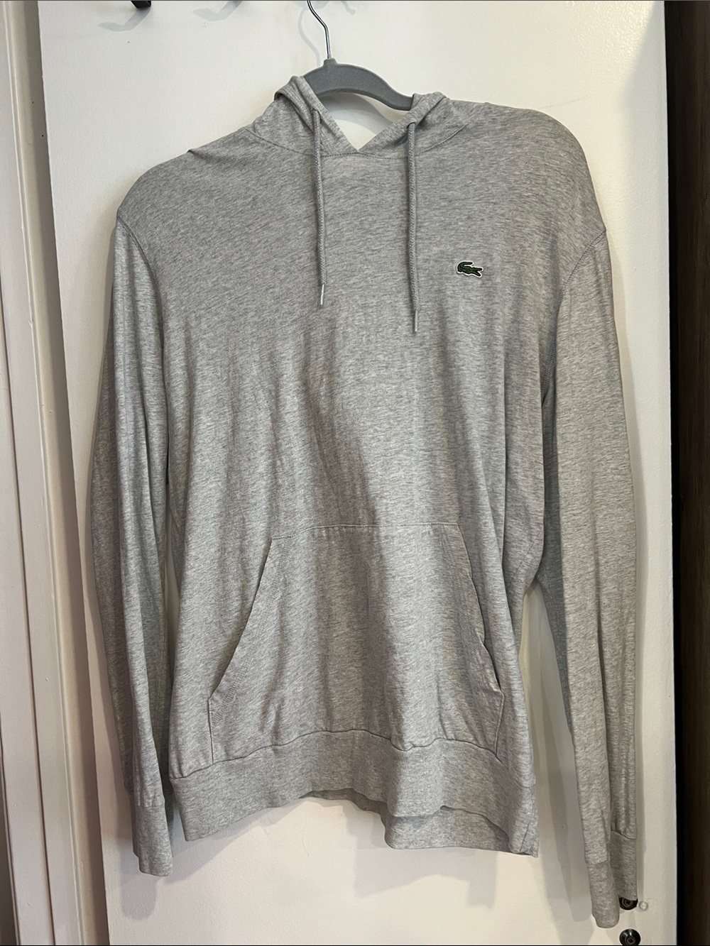 Lacoste Light Gray Hooded Pullover with Crocodile Logo
